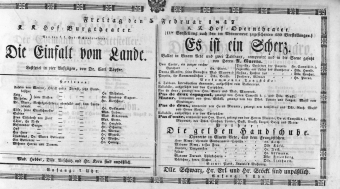 Theaterzettel (Oper und Burgtheater in Wien) 18470205 Seite: 1