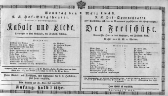 Theaterzettel (Oper und Burgtheater in Wien) 18470307 Seite: 1