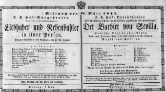 Theaterzettel (Oper und Burgtheater in Wien) 18470310 Seite: 1