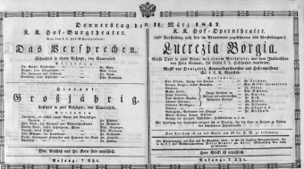 Theaterzettel (Oper und Burgtheater in Wien) 18470311 Seite: 1