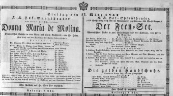 Theaterzettel (Oper und Burgtheater in Wien) 18470312 Seite: 1