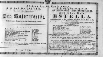 Theaterzettel (Oper und Burgtheater in Wien) 18470423 Seite: 1