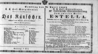 Theaterzettel (Oper und Burgtheater in Wien) 18470424 Seite: 1