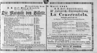 Theaterzettel (Oper und Burgtheater in Wien) 18470427 Seite: 1