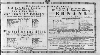 Theaterzettel (Oper und Burgtheater in Wien) 18470428 Seite: 1