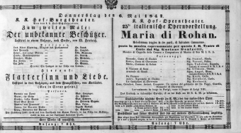 Theaterzettel (Oper und Burgtheater in Wien) 18470506 Seite: 1