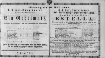 Theaterzettel (Oper und Burgtheater in Wien) 18470510 Seite: 1