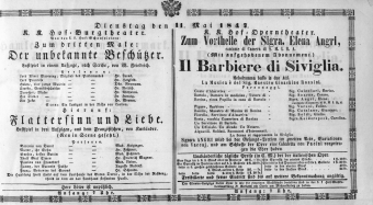 Theaterzettel (Oper und Burgtheater in Wien) 18470511 Seite: 1
