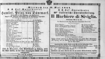 Theaterzettel (Oper und Burgtheater in Wien) 18470512 Seite: 1