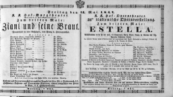 Theaterzettel (Oper und Burgtheater in Wien) 18470514 Seite: 1