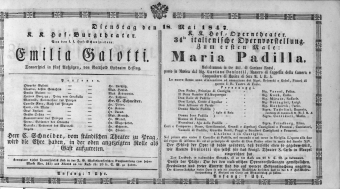 Theaterzettel (Oper und Burgtheater in Wien) 18470518 Seite: 1