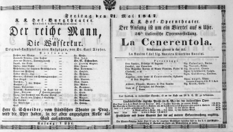 Theaterzettel (Oper und Burgtheater in Wien) 18470521 Seite: 1