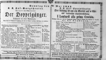 Theaterzettel (Oper und Burgtheater in Wien) 18470530 Seite: 1