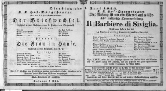 Theaterzettel (Oper und Burgtheater in Wien) 18470601 Seite: 1