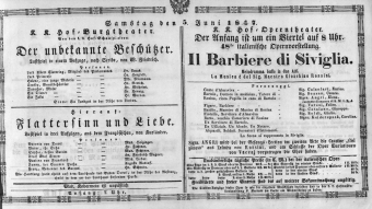 Theaterzettel (Oper und Burgtheater in Wien) 18470605 Seite: 1