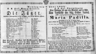 Theaterzettel (Oper und Burgtheater in Wien) 18470607 Seite: 1
