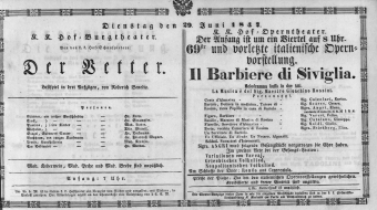 Theaterzettel (Oper und Burgtheater in Wien) 18470629 Seite: 1