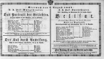 Theaterzettel (Oper und Burgtheater in Wien) 18470804 Seite: 1