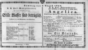 Theaterzettel (Oper und Burgtheater in Wien) 18470807 Seite: 1