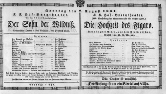 Theaterzettel (Oper und Burgtheater in Wien) 18470808 Seite: 1