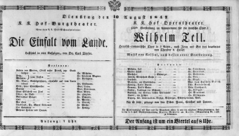 Theaterzettel (Oper und Burgtheater in Wien) 18470810 Seite: 1