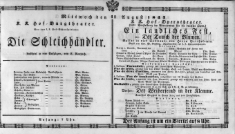 Theaterzettel (Oper und Burgtheater in Wien) 18470811 Seite: 1
