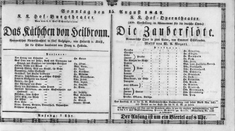 Theaterzettel (Oper und Burgtheater in Wien) 18470815 Seite: 1