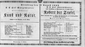 Theaterzettel (Oper und Burgtheater in Wien) 18470817 Seite: 1
