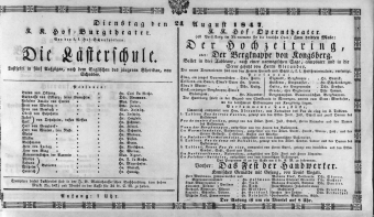 Theaterzettel (Oper und Burgtheater in Wien) 18470824 Seite: 1