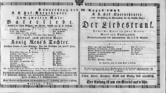 Theaterzettel (Oper und Burgtheater in Wien) 18470826 Seite: 1