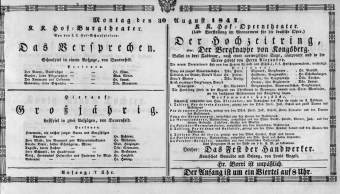 Theaterzettel (Oper und Burgtheater in Wien) 18470830 Seite: 1