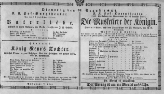 Theaterzettel (Oper und Burgtheater in Wien) 18470831 Seite: 1