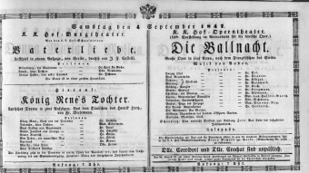 Theaterzettel (Oper und Burgtheater in Wien) 18470904 Seite: 1