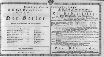 Theaterzettel (Oper und Burgtheater in Wien) 18470911 Seite: 1