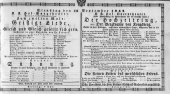 Theaterzettel (Oper und Burgtheater in Wien) 18470914 Seite: 1