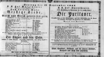 Theaterzettel (Oper und Burgtheater in Wien) 18470917 Seite: 1