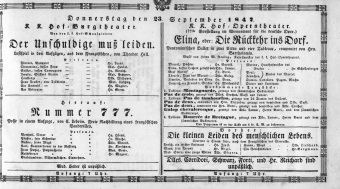 Theaterzettel (Oper und Burgtheater in Wien) 18470923 Seite: 1