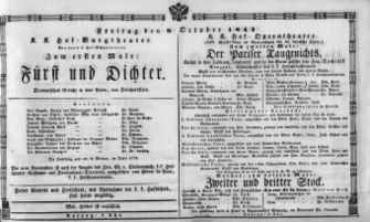 Theaterzettel (Oper und Burgtheater in Wien) 18471008 Seite: 1