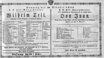 Theaterzettel (Oper und Burgtheater in Wien) 18471010 Seite: 1