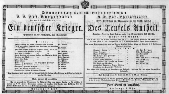 Theaterzettel (Oper und Burgtheater in Wien) 18471014 Seite: 1