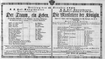 Theaterzettel (Oper und Burgtheater in Wien) 18471015 Seite: 1
