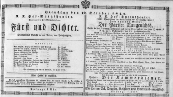 Theaterzettel (Oper und Burgtheater in Wien) 18471019 Seite: 1
