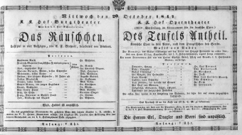 Theaterzettel (Oper und Burgtheater in Wien) 18471020 Seite: 1