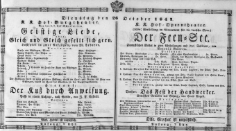 Theaterzettel (Oper und Burgtheater in Wien) 18471026 Seite: 1