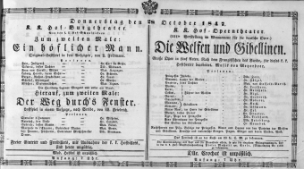 Theaterzettel (Oper und Burgtheater in Wien) 18471028 Seite: 1