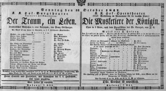 Theaterzettel (Oper und Burgtheater in Wien) 18471031 Seite: 1