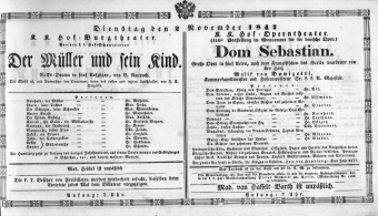 Theaterzettel (Oper und Burgtheater in Wien) 18471102 Seite: 1