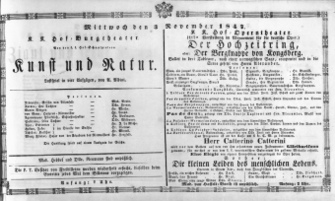 Theaterzettel (Oper und Burgtheater in Wien) 18471103 Seite: 1