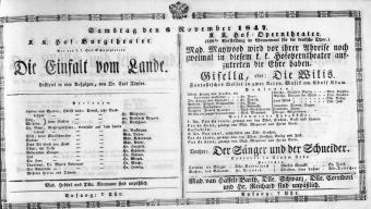 Theaterzettel (Oper und Burgtheater in Wien) 18471106 Seite: 1