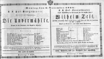 Theaterzettel (Oper und Burgtheater in Wien) 18471108 Seite: 1